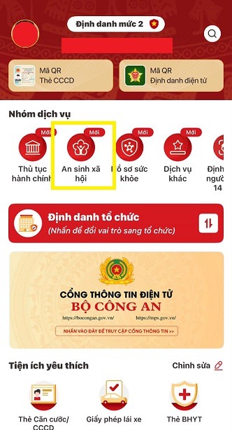 Chọn mục “An sinh xã hội”