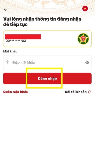 Đăng nhập ứng dụng VNeID