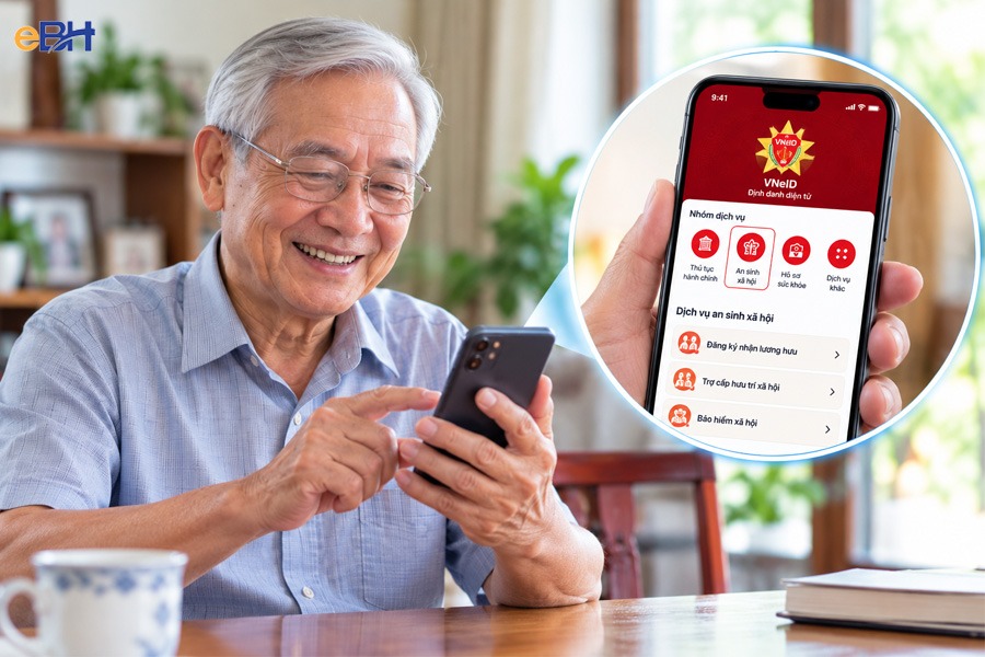 Hướng dẫn nhận lương hưu, trợ cấp BHXH qua VNeID.
